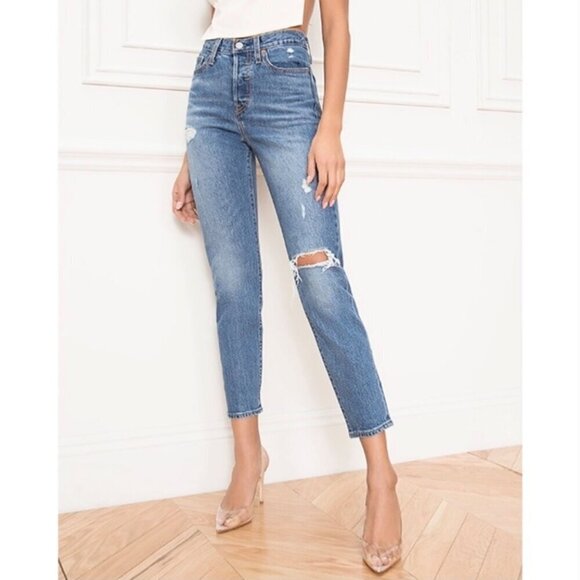 Levi’s 30 (10/11) Wedgie Ankle High Rise Jeans Premium Distressed 22861-0033 - Picture 1 of 12